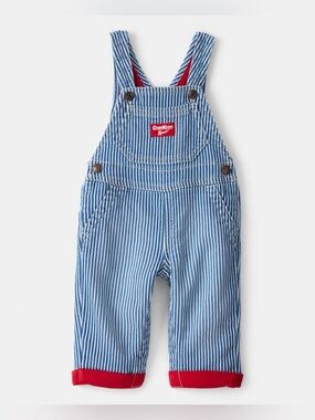 Oshkosh B’gosh Carters Baby Hickory Stripe Knit-Like Denim Overalls - Blue/Ivory